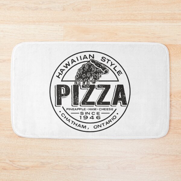 Item preview, Chatham Ontario Canada round Hawaiian Pizza logo style in white color designed and sold by Jdawnink.