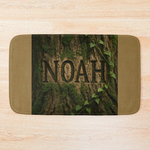 Item preview, Noah Tree Carving Art – Rustic Name Design with Moss and Vines designed and sold by VoidBloom Studio.