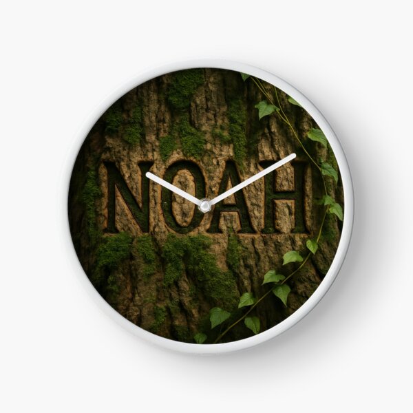 Item preview, Noah Tree Carving Art – Rustic Name Design with Moss and Vines designed and sold by VoidBloom Studio.