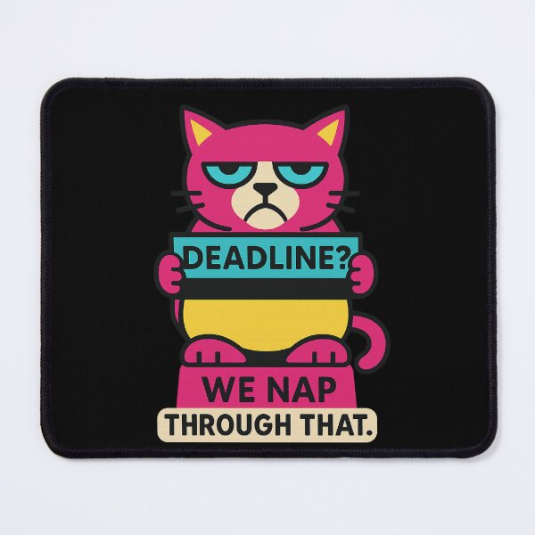 Item preview, Deadline? We Nap Through That – Techno-Deco Cat Design for Burnout & Procrastinators designed and sold by JustMeditateIt.