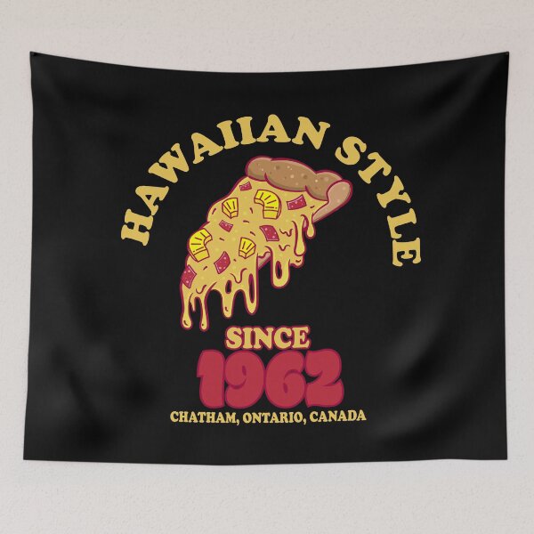 Item preview, Chatham Ontario Canada invented Hawaiian Pizza slice logo style designed and sold by Jdawnink.