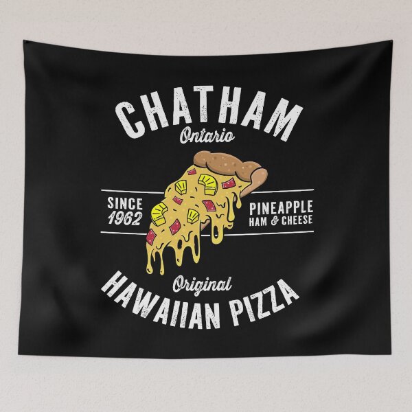 Item preview, Chatham Ontario Canada invented Hawaiian Pizza slice logo style designed and sold by Jdawnink.