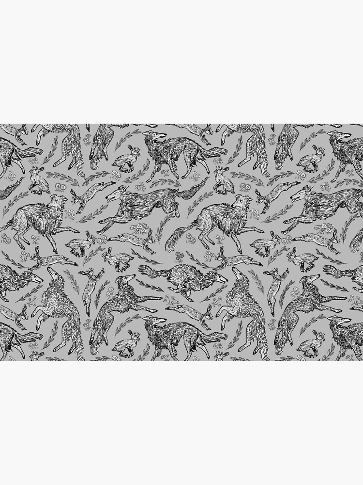 Thumbnail 4 of 4, Zipper Pouch, Hounds and Hares - White Dogs on Silver Field designed and sold by pepperhouse.