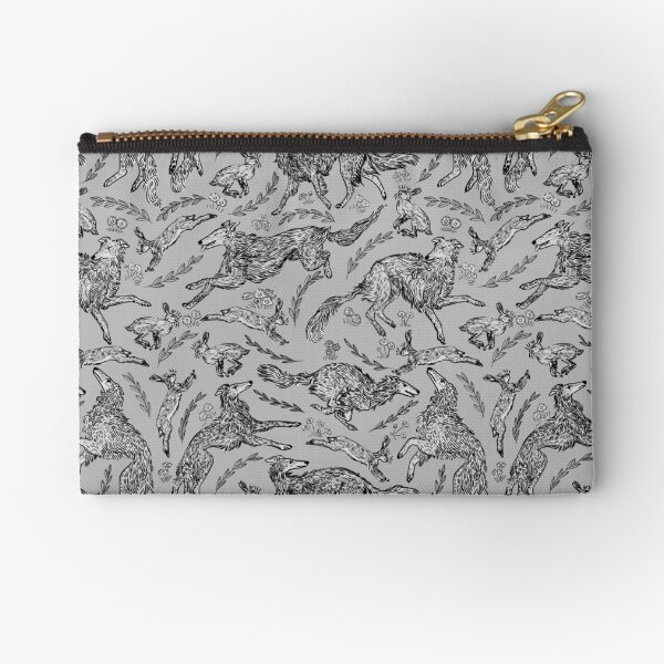 Item preview, Hounds and Hares - White Dogs on Silver Field designed and sold by rutabagaprints.