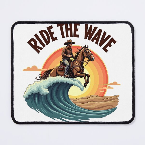 Item preview, Ride the Wave Cowboy Shirt, Surfing Horse Rider Tee, Western Surf T-Shirt, Sunset Beach Cowpoke Top, Unique Graphic Tee designed and sold by JeffreyWayne.