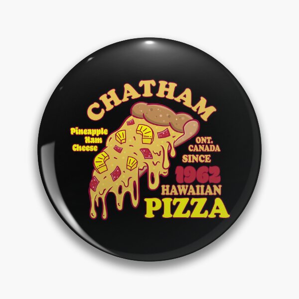 Item preview, Chatham Ontario Canada invented Hawaiian Pizza slice logo style designed and sold by Jdawnink.