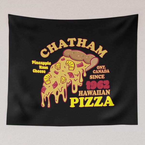 Item preview, Chatham Ontario Canada invented Hawaiian Pizza slice logo style designed and sold by Jdawnink.