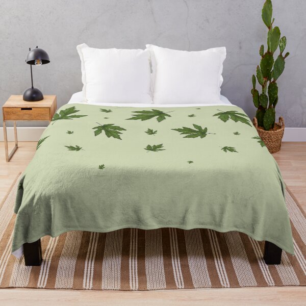 Item preview, Freely falling green leaves on a light green background designed and sold by Cherevan.