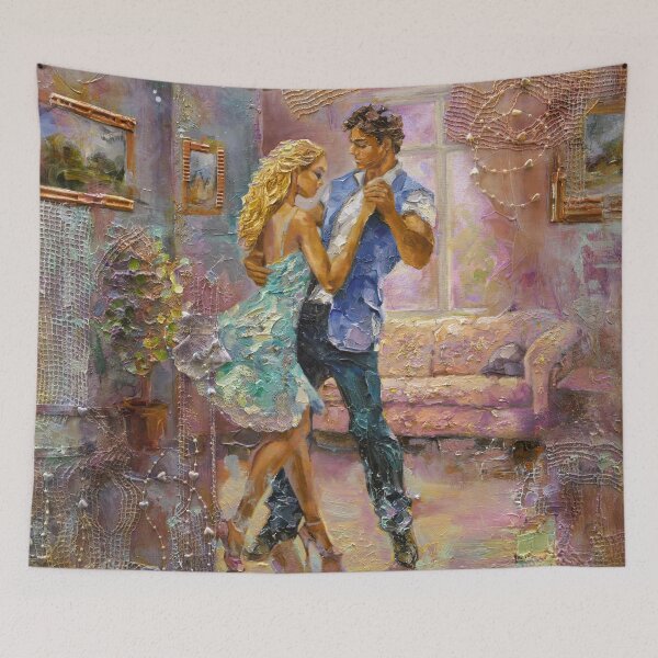 Item preview, Salsa Dancing Figures Couple in Love Modern Textured Painting designed and sold by Dariia Zhyrova.