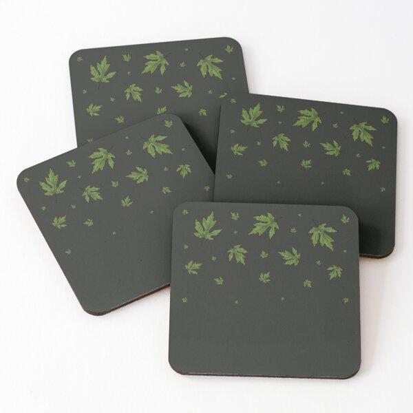 Item preview, Freely falling green leaves on a dark green background designed and sold by Cherevan.