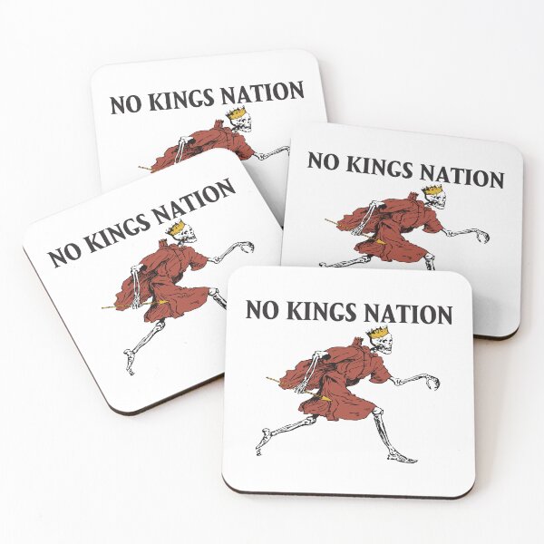 Item preview, No Kings Nation Running Skull With Crown Bold Font designed and sold by TheRainFamily.