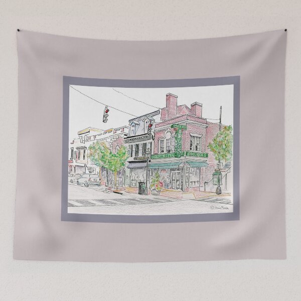 Item preview, Goolrick's Pharmacy - watercolor and pen designed and sold by Annie Mason Art.