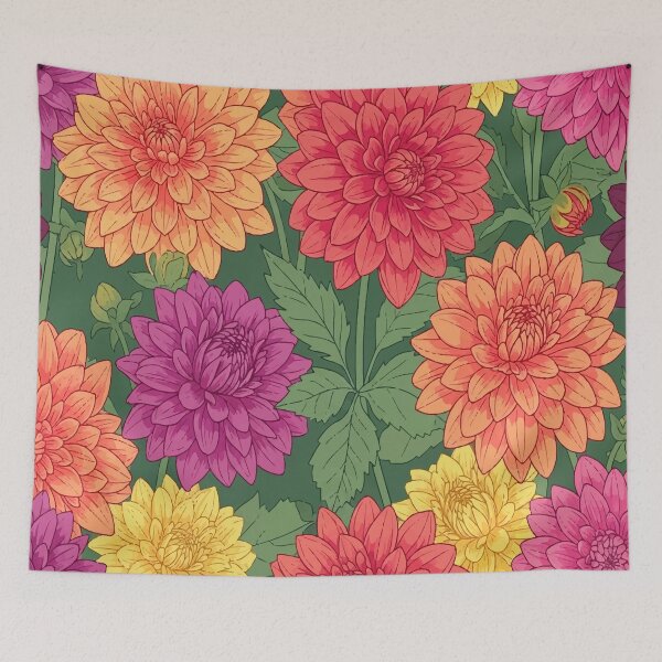Item preview, Vibrant Dahlia Floral Seamless Pattern | Bold & Modern Spring Summer Design 2025 designed and sold by  Ojo de Lilith.