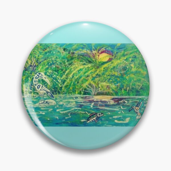 Item preview, "Sunlit Hunt: Crane & Kingfisher Fishing"  designed and sold by vwalterson.