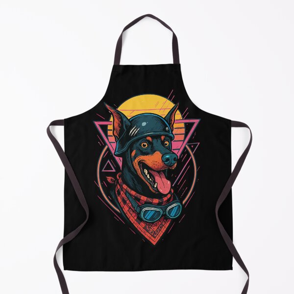 Item preview, Doberman Biker Dog Skull Helmet Retro designed and sold by TomFrontierArt.