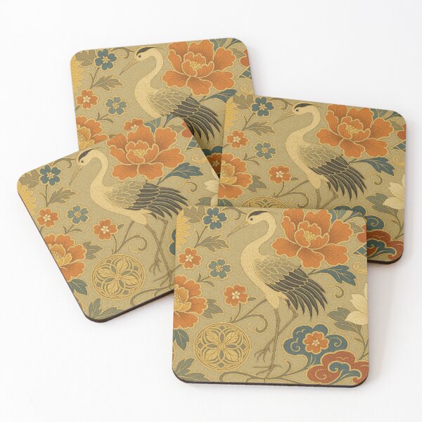 Item preview, Japanese Crane and Peony Vintage Obi Art designed and sold by Tommy Studio.