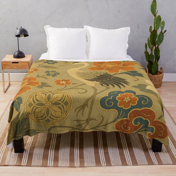 Item preview, Japanese Crane and Peony Vintage Obi Art designed and sold by Tommy Studio.