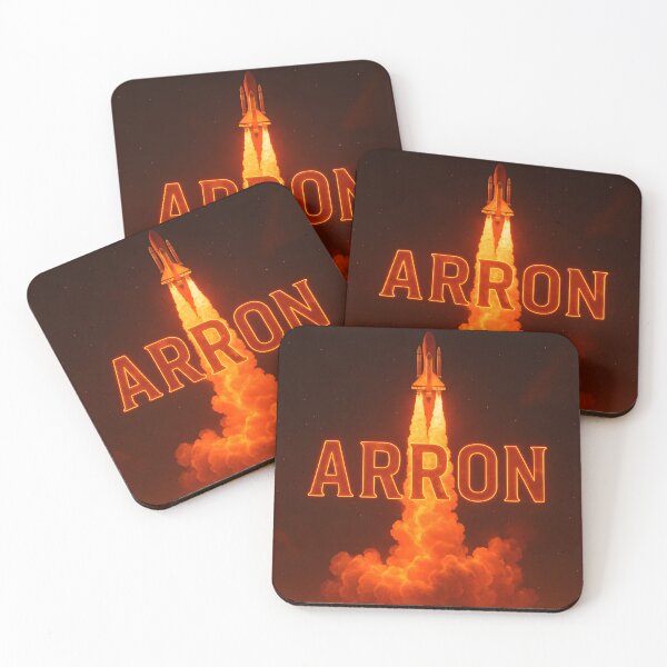 Item preview, Arron Rocket Launch Name Art – Fiery Space Shuttle with Name in Smoke Trail designed and sold by VoidBloom Studio.