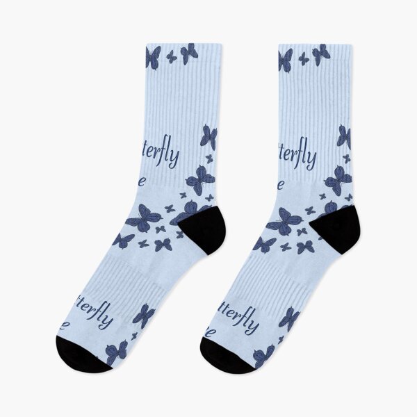 Item preview, Pattern with the inscription "Butterfly time" and blue butterflies "Kaito" designed and sold by Cherevan.