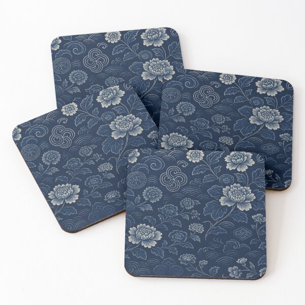 Item preview, Indigo Japanese Chrysanthemum Floral Pattern designed and sold by Tommy Studio.