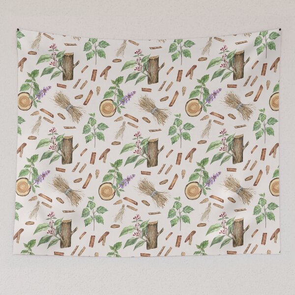Item preview, Sandalwood, Patchouli and Vetiver - Natural pattern on beige designed and sold by Flowersforbear.