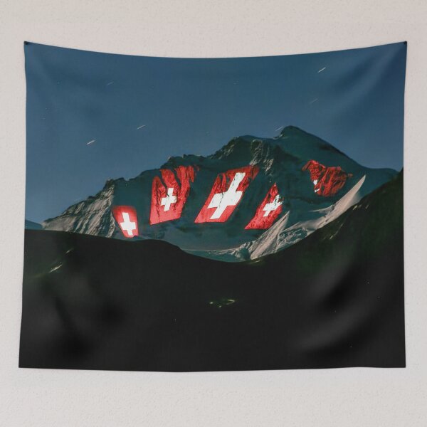 Item preview, Jungfrau with projected Swiss crosses designed and sold by beatbieri.ch.