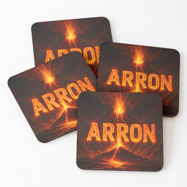 Item preview, Arron Volcano Eruption Name Art – Fiery Lava Typography Exploding from Mountain designed and sold by VoidBloom Studio.