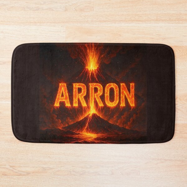 Item preview, Arron Volcano Eruption Name Art – Fiery Lava Typography Exploding from Mountain designed and sold by VoidBloom Studio.