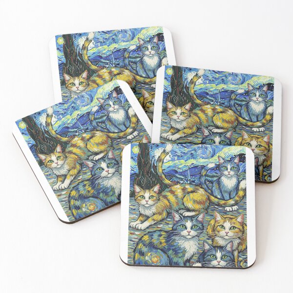 Item preview, Cute Van Gogh-style cats designed and sold by Adrplatinium.
