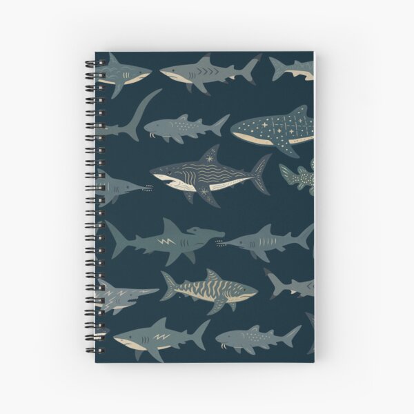 Stylized Shark Pattern – Ocean Predator Illustration for Home Decor, Tech Accessories & Gifts Spiral Notebook