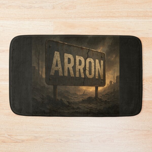 Item preview, Arron Warzone Name Sign – Cracked Metal Sign in Post-Apocalyptic Battlefield designed and sold by VoidBloom Studio.