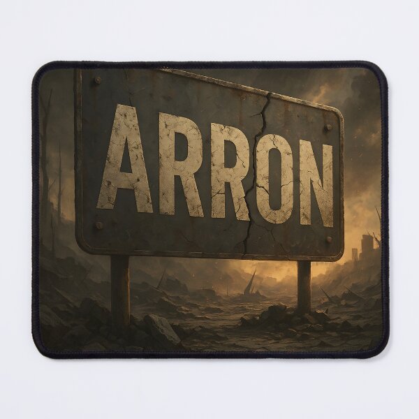 Item preview, Arron Warzone Name Sign – Cracked Metal Sign in Post-Apocalyptic Battlefield designed and sold by VoidBloom Studio.