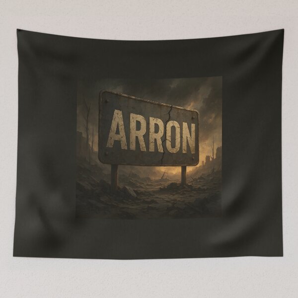 Item preview, Arron Warzone Name Sign – Cracked Metal Sign in Post-Apocalyptic Battlefield designed and sold by VoidBloom Studio.