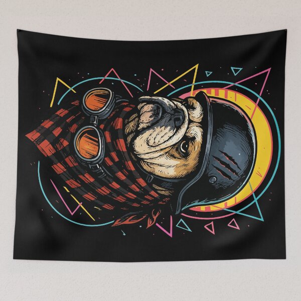 Item preview, Biker Bulldog Dog Skull Helmet Retro designed and sold by TomFrontierArt.