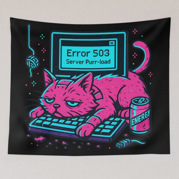 Item preview, Error 503 Lazy Cyber Cat designed and sold by MysticArtisan.