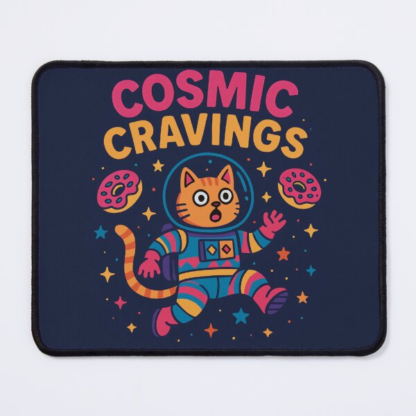 Item preview, Cosmic Cravings – Astronaut Cat with Donuts in Space designed and sold by pinkFrogInSpace.