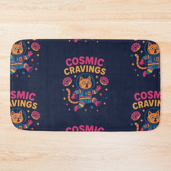 Item preview, Cosmic Cravings – Astronaut Cat with Donuts in Space designed and sold by pinkFrogInSpace.
