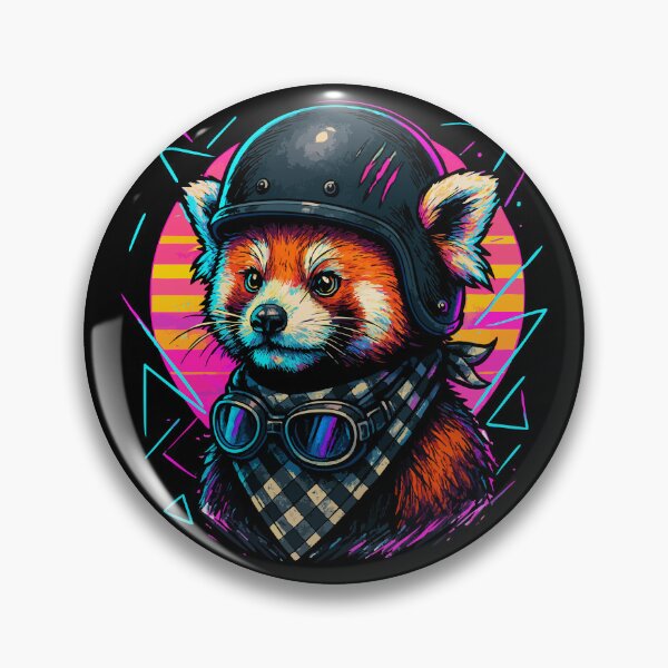 Item preview, Biker Red Panda Helmet Retro designed and sold by TomFrontierArt.