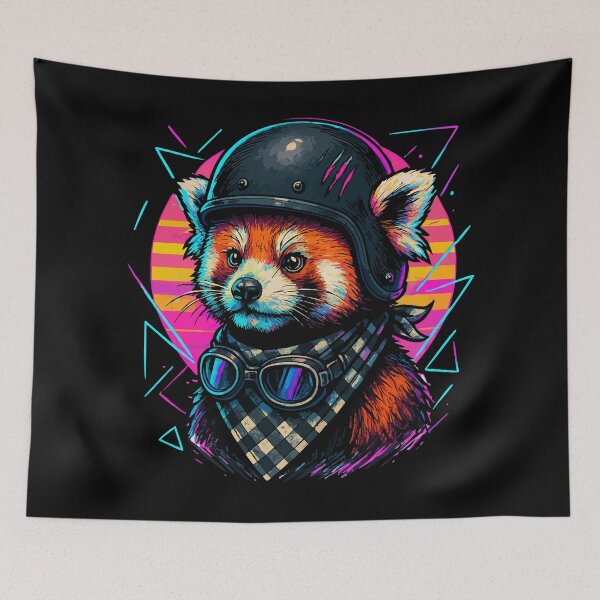 Item preview, Biker Red Panda Helmet Retro designed and sold by TomFrontierArt.