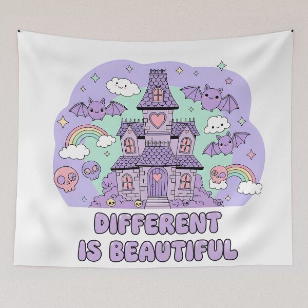 Item preview, Different Is Beautiful – Kawaii Pastel Gothic Haunted House Digital Art designed and sold by AnnDesignStudio.