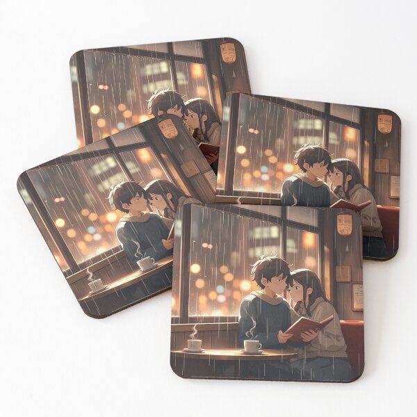Item preview, "Rainy Day Café – Anime Couple" designed and sold by Digitaljes.