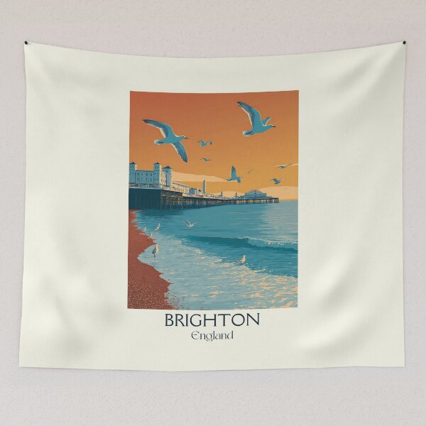 Item preview, Brighton Seaside Pier and Sunset Print designed and sold by TuncGK.