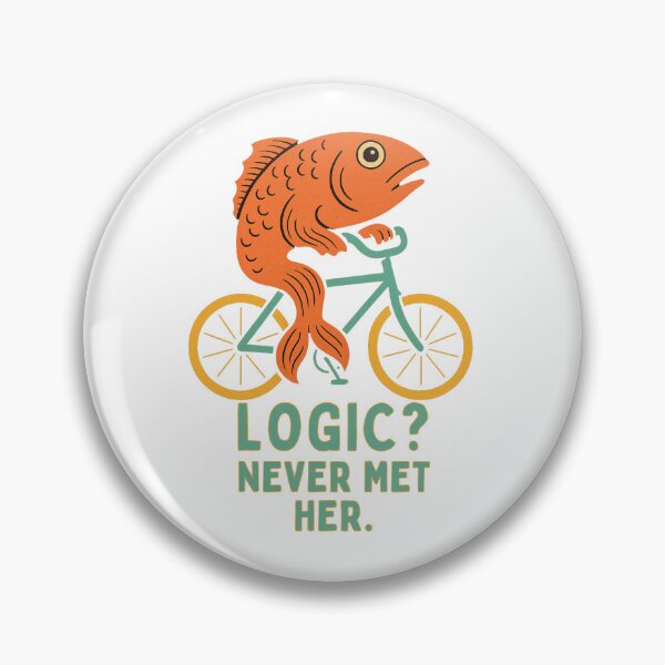 Item preview, Logic? Never Met Her: Quirky Fish On A Bike Funny Art designed and sold by elynne9.