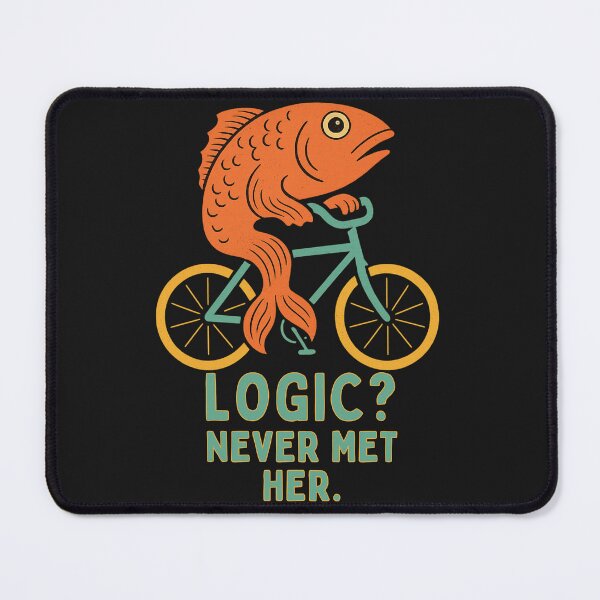 Item preview, Logic? Never Met Her: Quirky Fish On A Bike Funny Art designed and sold by elynne9.