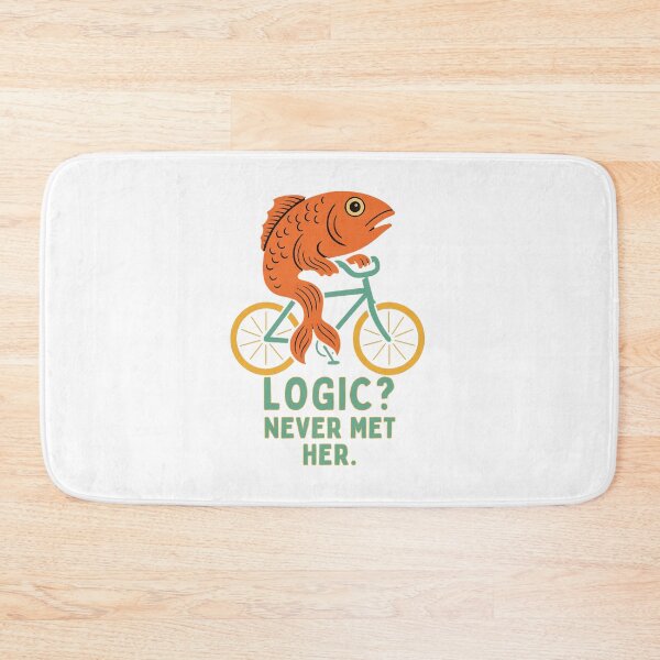 Item preview, Logic? Never Met Her: Quirky Fish On A Bike Funny Art designed and sold by elynne9.