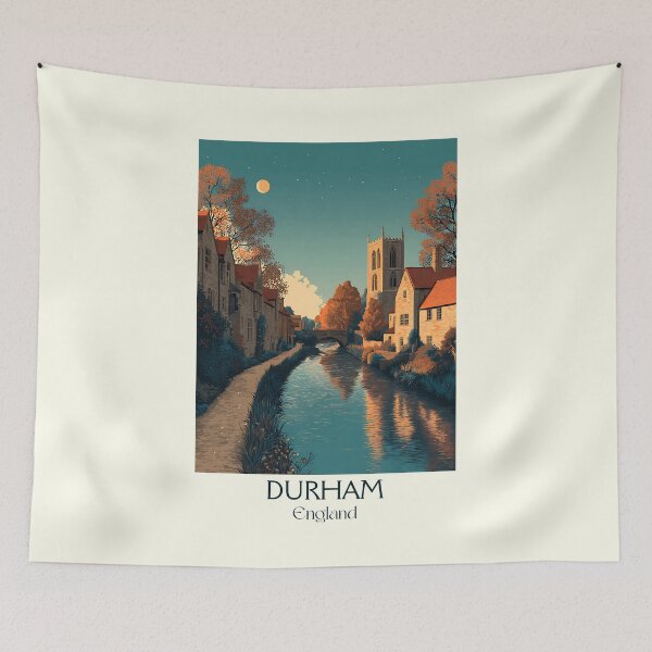 Item preview, Durham Cathedral and River Vintage Poster designed and sold by TuncGK.