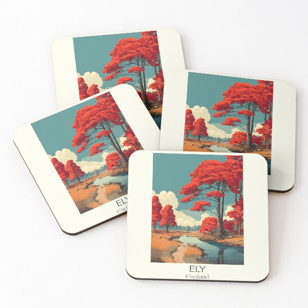 Item preview, Ely England Red Tree Landscape Poster designed and sold by TuncGK.