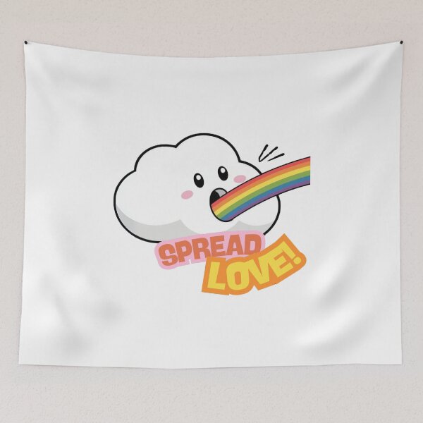 Item preview, Cute Kawaii Cloud Vomiting Rainbow – Funny 'Spread Love' Sticker designed and sold by 2IdiotsDesign.