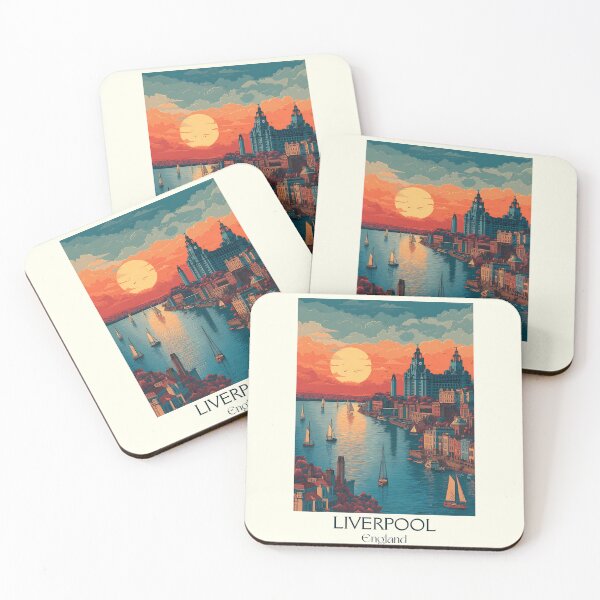 Item preview, Liverpool Sunset Waterfront Skyline Poster designed and sold by TuncGK.