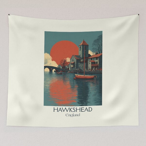 Item preview, Hawkshead Lake District Sunset River Poster designed and sold by TuncGK.